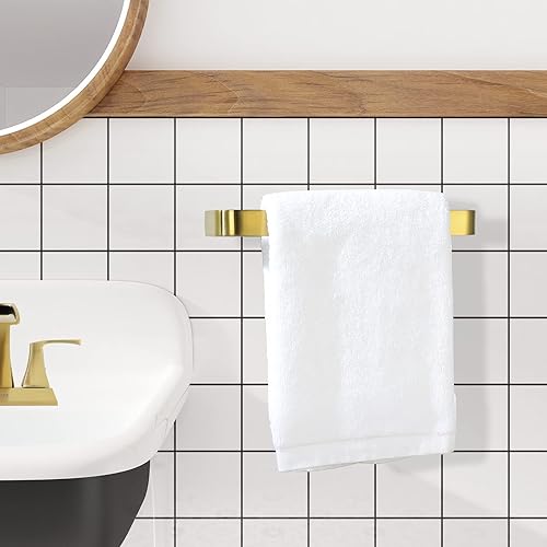 Miniatura 8 de PARLOS Toallero de mano de latón, anillo de toalla montado en la pared, toallero de mano dorado cepillado para baño y cocina