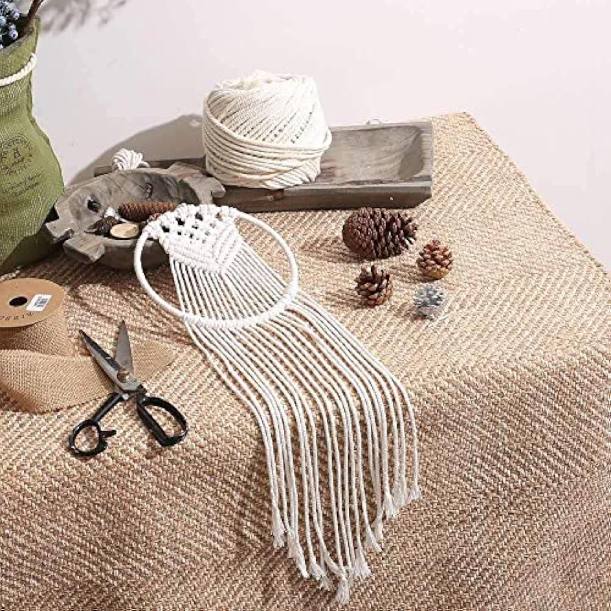 Macrame Crescent Moon Dreamcatcher Wall Hanging Decor
