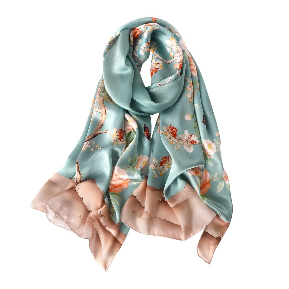 STORY OF SHANGHAI Foulard Donna Seta di 100% Seta, Stola Elegante Cerimonia Chiffon Leggera, Sciarpa Primaverile con Fantasia Colori, Adatto a molteplici occasioni