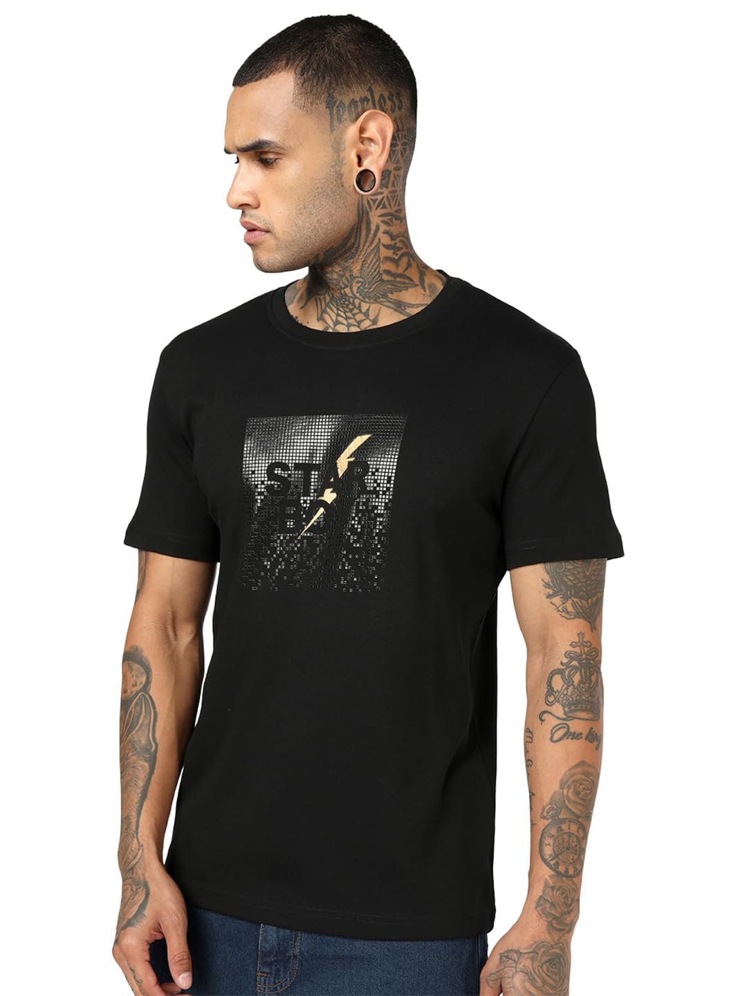 Bewakoof Party Animal - T-shirt da uomo in cotone con stampa laminata, vestibilità regolare, mezza manica