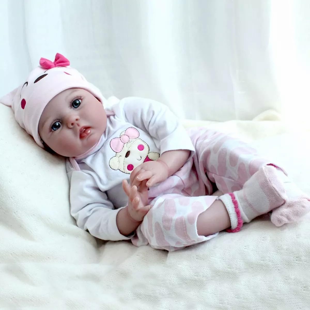 ZIYIUI Bambole Reborn Originale Femmina 22 Pollici 55 cm Realistico Bambole Reborn Toddler Morbido Silicone Vinilico Reborn Dolls Ragazzo Ragazza Giocattoli