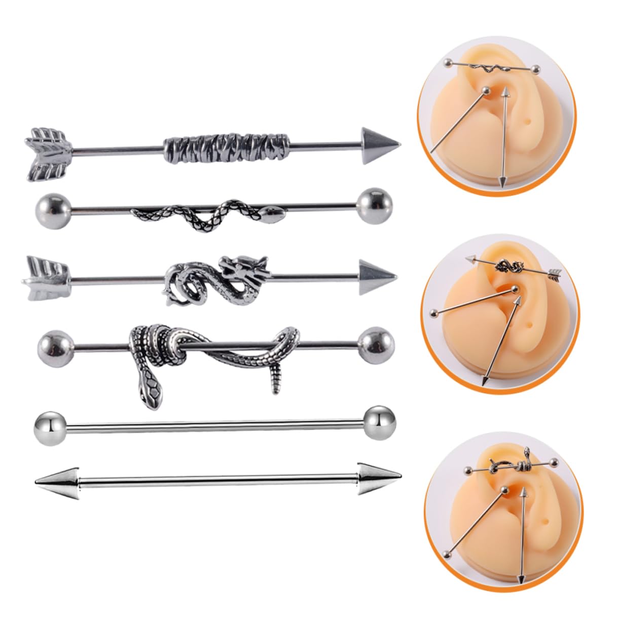 LIFKOME pendientes industriales piercing en la oreja de moda pendientes de barra industriales pendientes de mujer aretes de mujer joyas para perforar la oreja Acero inoxidable