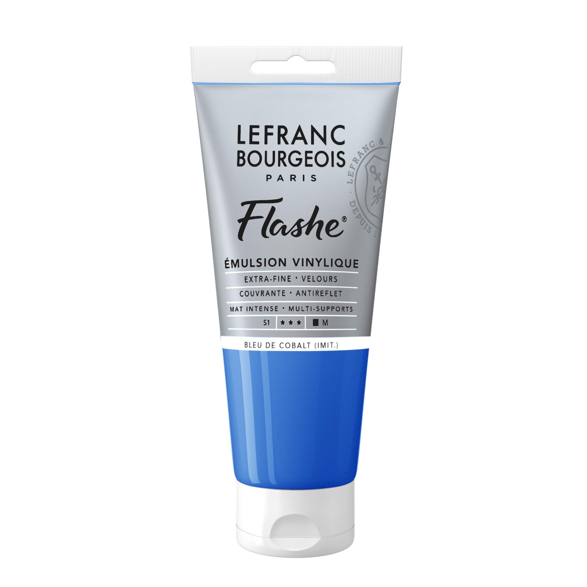 Lefranc Bourgeois Flashe Vinyl Emulsion Paint 80ml Cobalt Blue Hue Matt Art