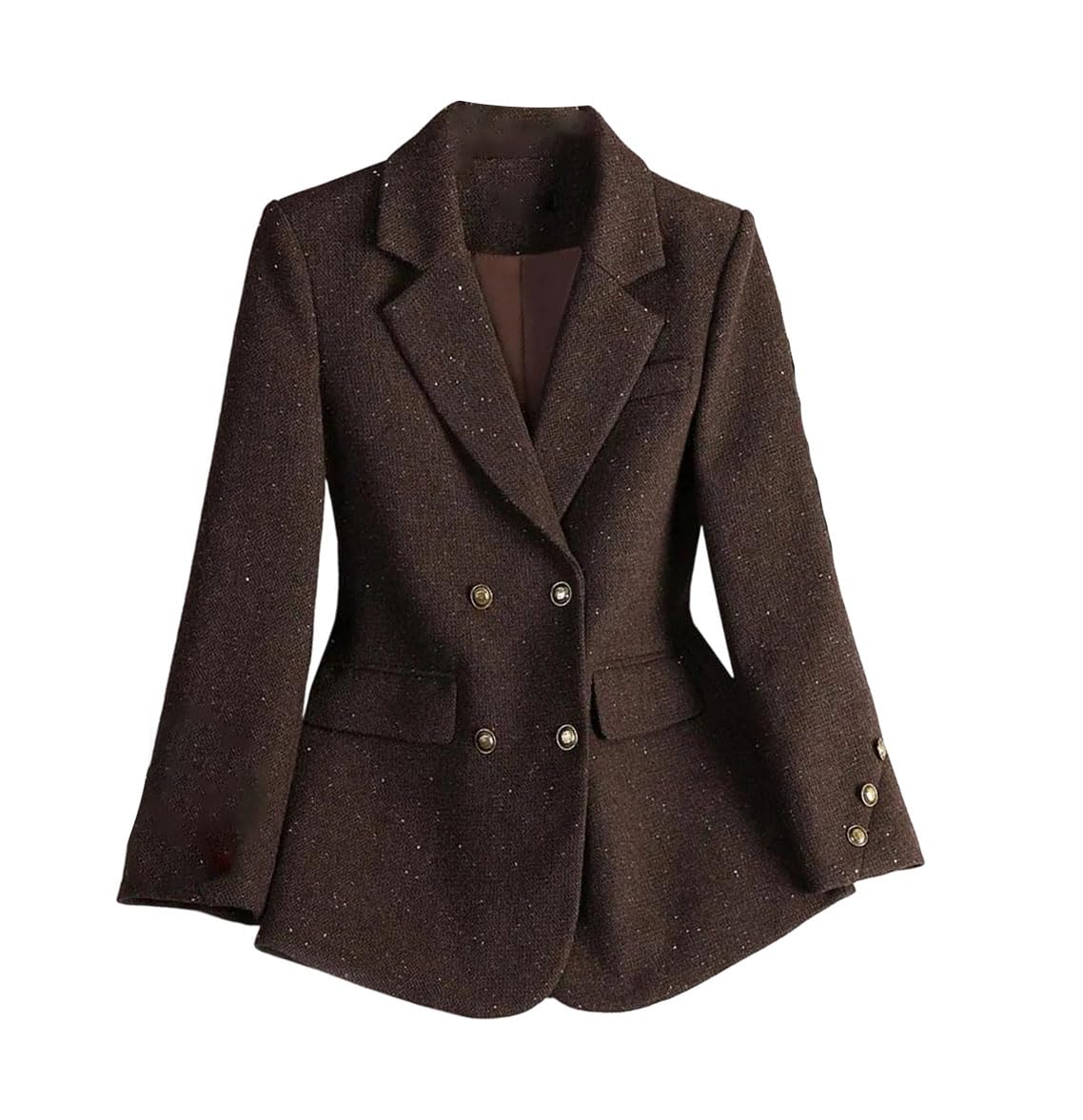 Women Notched Blazers Temperament Leisure One Item Tops Office Double Breasted Blazer Outerwear