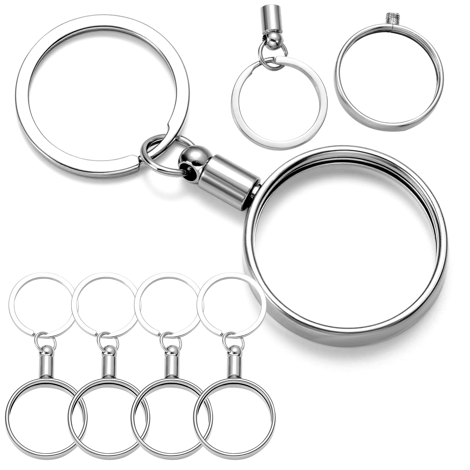 Landical 5 Pack AA Coin Holder Keychain for 34 mm x 2 mm Sliver Sobriety Chip Holder AA Medallion Key Chain Gift Set