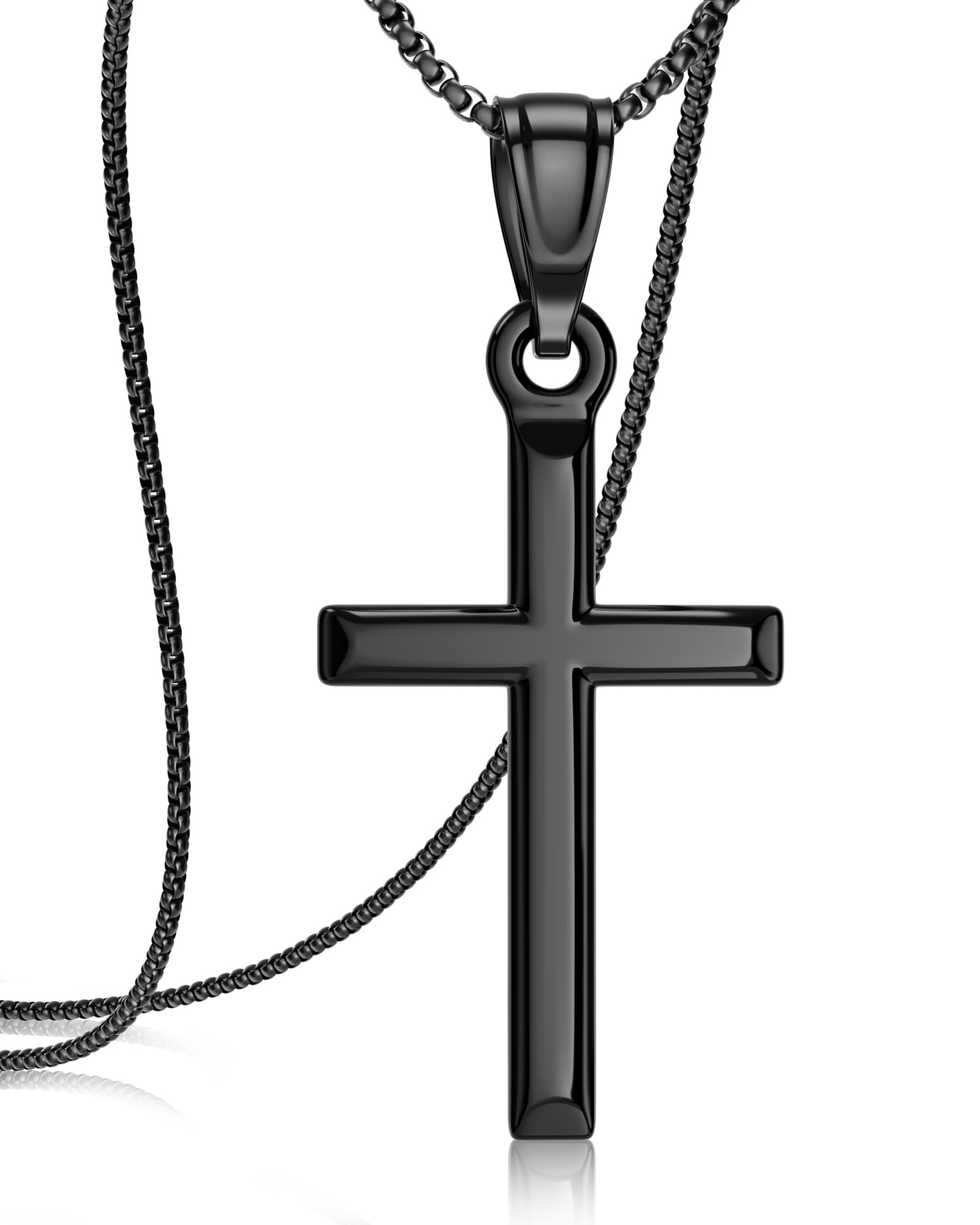 ZENLUNANO Exquisite Cross Necklace for Men and Women, Silver/Gold/Black Cross Chain with Top-grade 316L Stainless Steel Cross Pendant, 18-24 Inch Box/