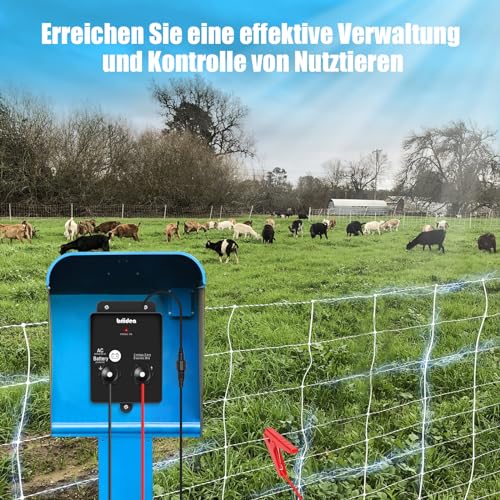 HEFC-04DE 230V Weidezaungerät, Briidea 2-Meile 8 Acres 2-in-1 Elektrischer Zaunladegerät betrieben von Batterie oder Netzadapter, 3 Joule, Schützen Sie Ihr Vieh, Gartenweide vor Wildtieren