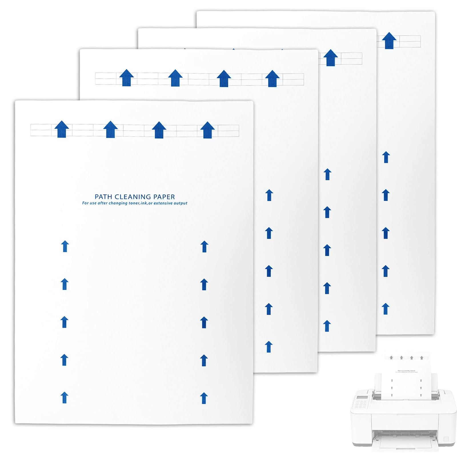 25pcs Printer Cleaning Sheets, 8.5x11in/28.5x21cm Printer Cleaner Sheets for Most Inkjet & Laser Printers Removes Dust from Rollers Reusable Copier Fax Computer Scanner Printing (Blue)