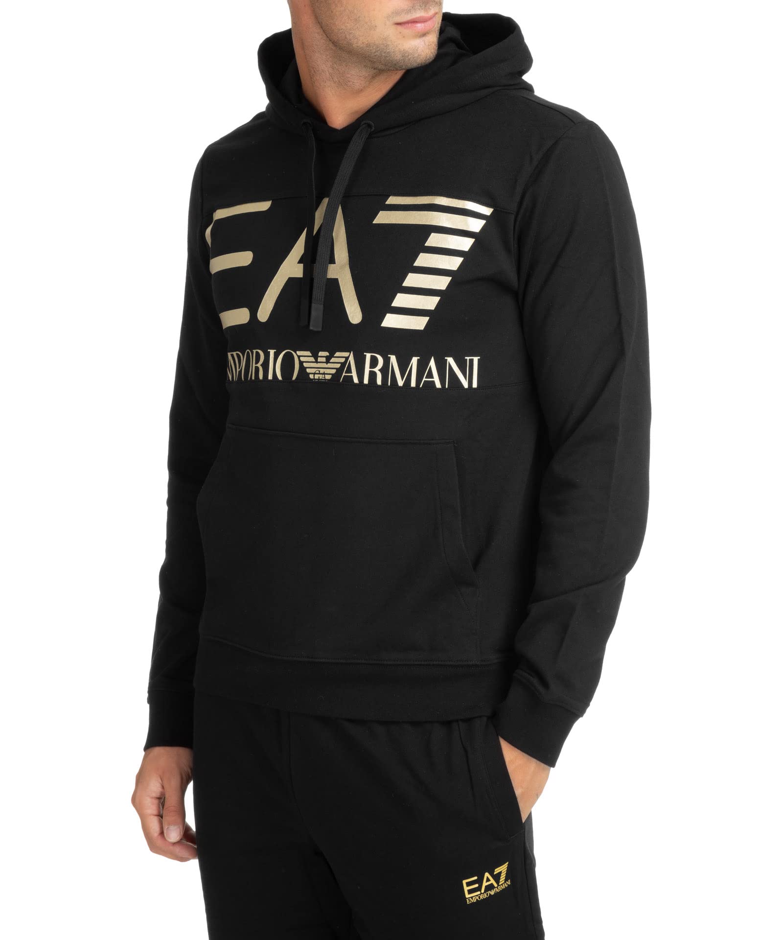 Emporio Armani EA7 męska bluza z kapturem czarna, czarny, S