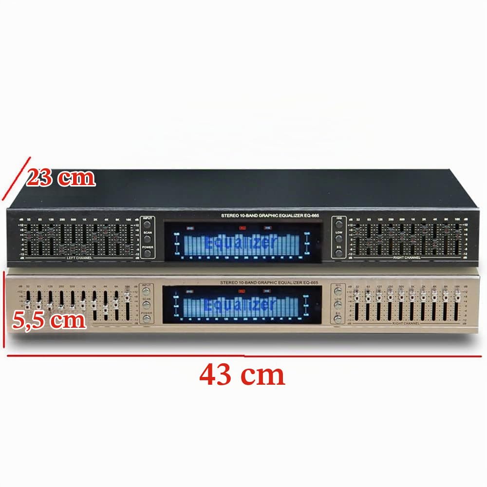 EQ665 Égaliseur HiFi Home 10 Bandes Stéréo avec Bluetooth Intégré - Treble Alto Bass Régulation, Noir
