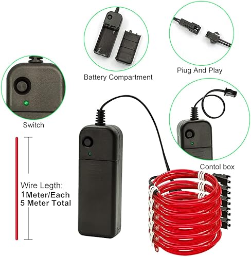 Vista 80 de Ourbest el Wire - Cable de luz multicolor Amarillo