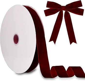Elegant Burgundy Velvet Ribbon for Gift Wrapping and Holiday Decor