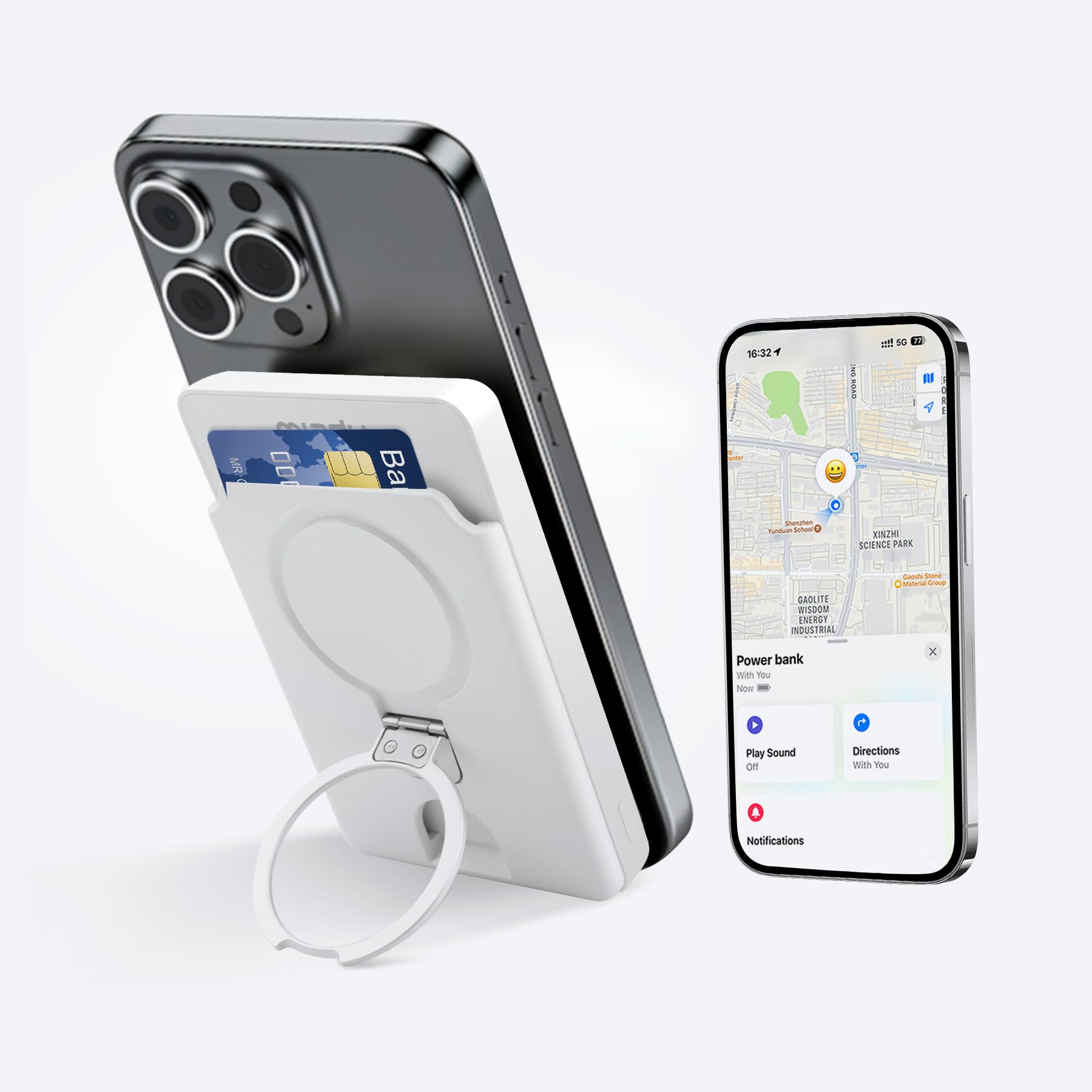 Miady 5000mAh Magnetic Power Bank Built-in Air Tracker Tag for Magsafe Wallet Work with Apple Find My Wireless