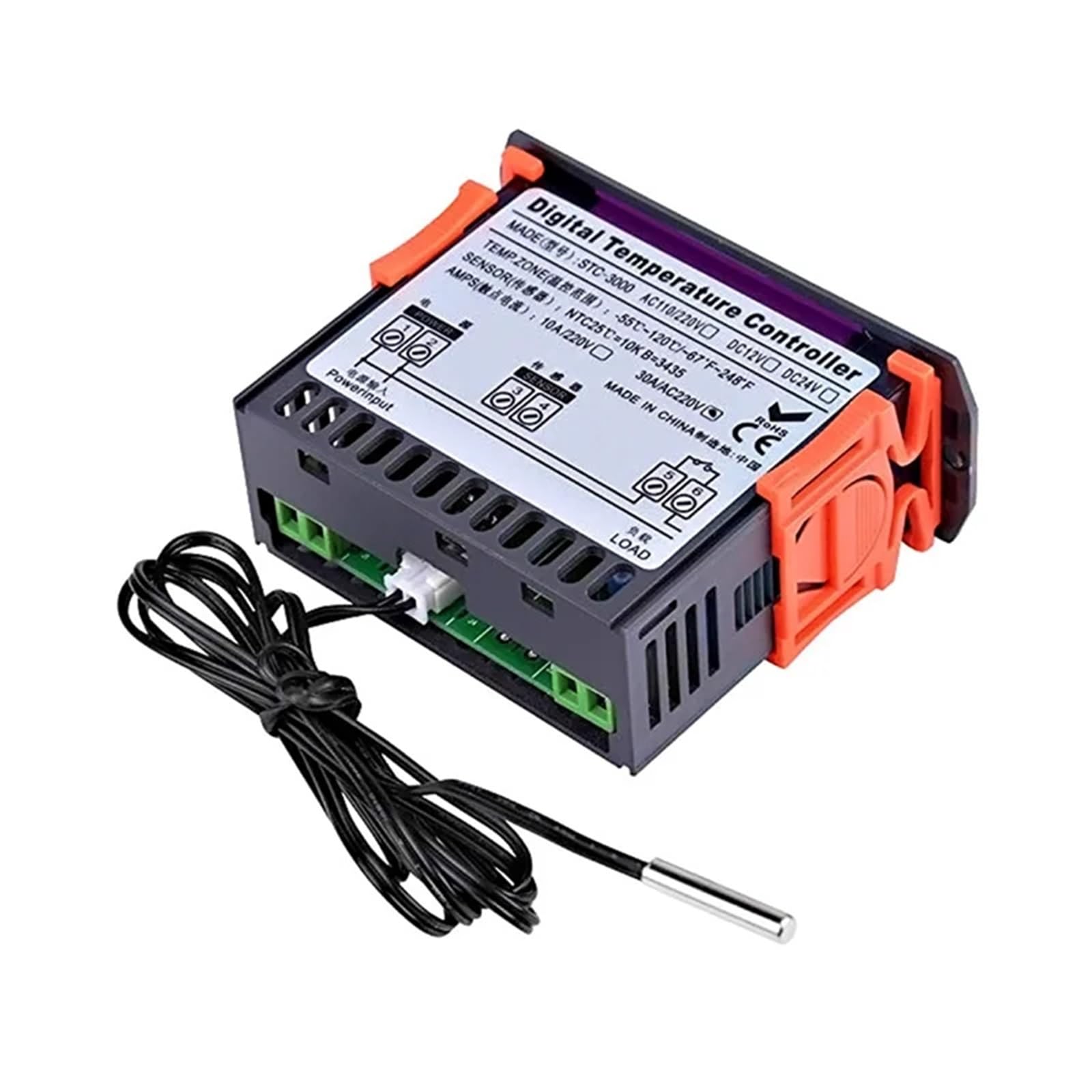 A25F-STC-3000 cyfrowy regulator temperatury termostat plastikowy cyfrowy regulator temperatury termostat z czujnikiem 110-220 V 3