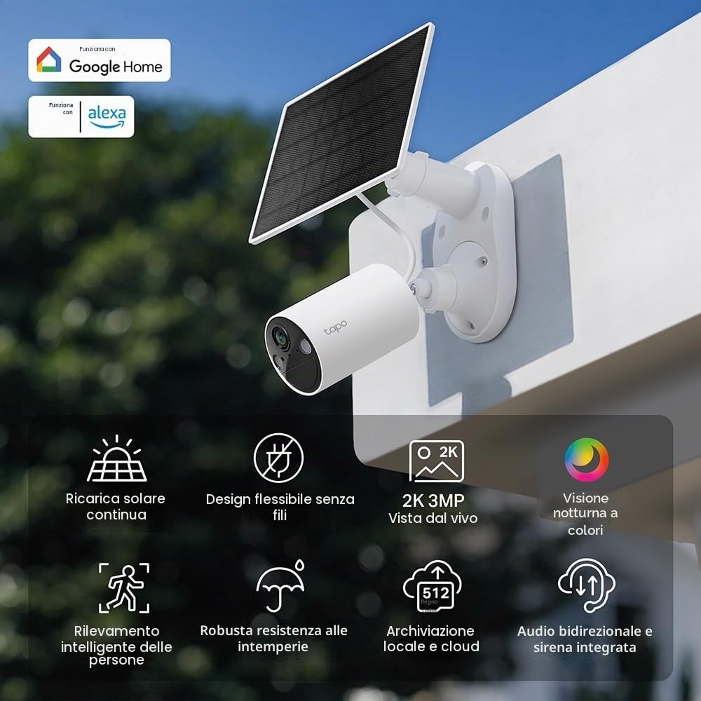 TP-Link Tapo Telecamera a batteria Smart TC82 2K Kit con Pannello solare