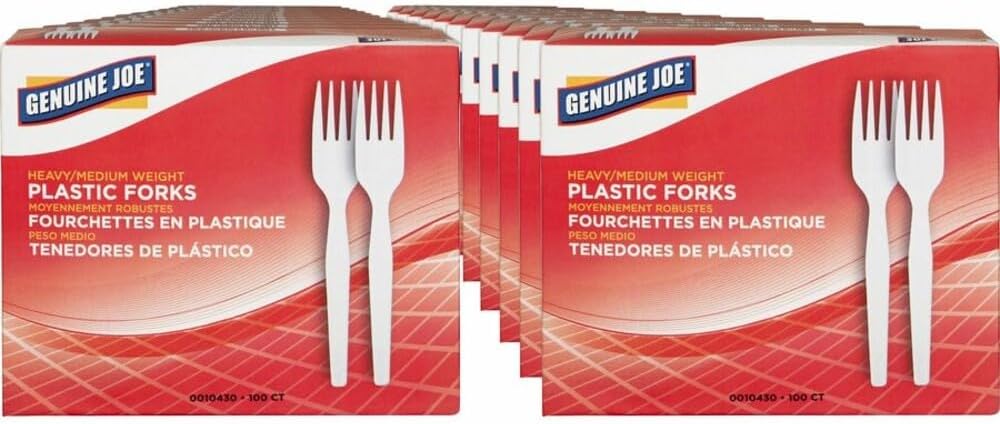 Genuine Joe Heavyweight White Plastic Forks (Pack of 4000)