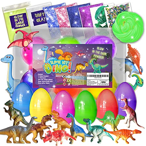 Si2Go Dinosaur Slime kit for Boys Glow in The Dark DIY Slime - Easy to Make Butter Glitter Foam Slime - Dinosaur Party Favors- 12 Dinosaurs Included - Unique Slime Supplies Add-ins Si2Go Dinosaur Slime kit for Boys Glow in The Dark DIY Slime - Easy to Make Butter Glitter Foam Slime - Dinosaur Party Favors- 12 Dinosaurs Included - Unique Slime Supplies Add-ins