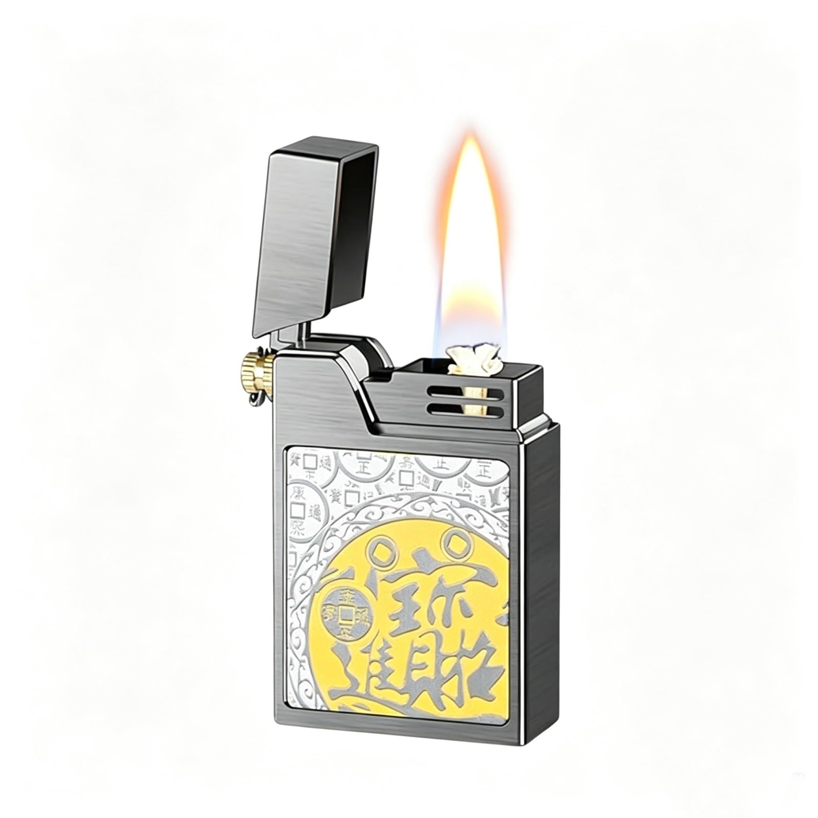 Metal voice-activated kerosene lighter, multiple ignition methods, gift for men.(C)