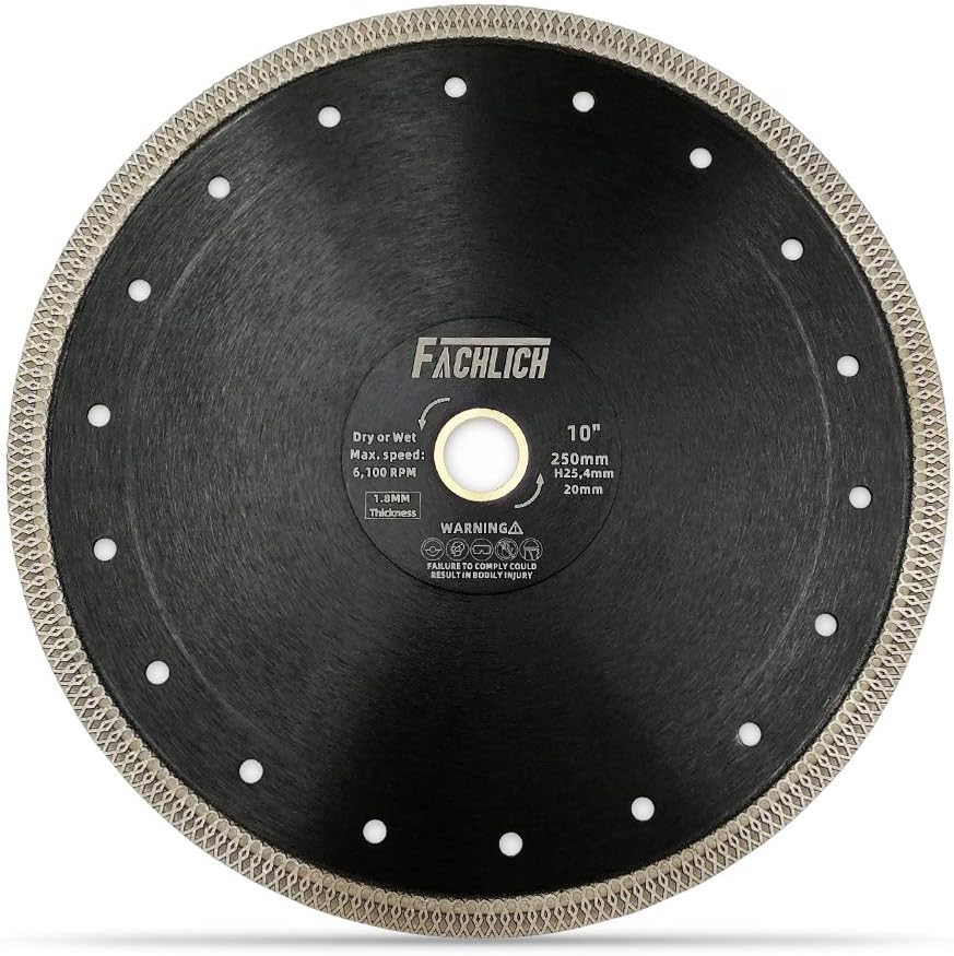 10 Inch Diamond Porcelain Saw Blade for Tile Ceramic Granite Marble Brick with X Mesh Turbo Segment(2-Pack)