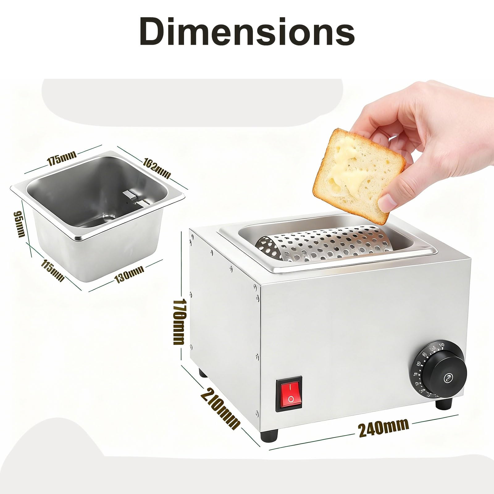 Elektrischer Käse- und Schokoladenwärmer, einstellbare Temperatur zum Schmelzen und Verteilen, ideal für Frühstück und Veranstaltungen im Freien