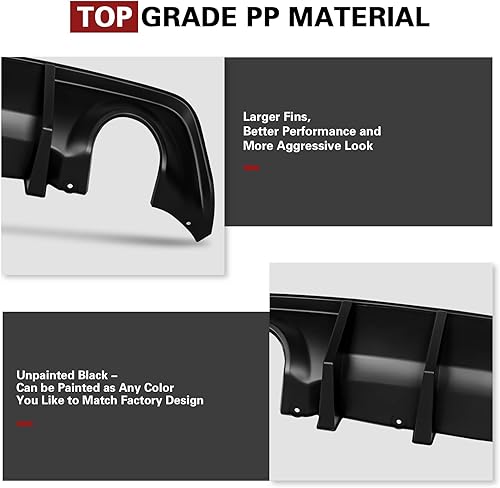 Miniatura 8 de KKoneAuto Difusor trasero compatible con Dodge Charger SRT 2015-2023, difusor de parachoques de labio trasero, divisor de cenefa de PP, estilo OE