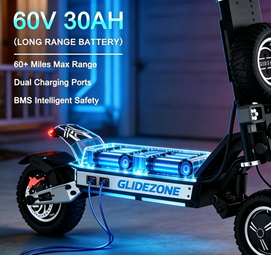 Image of YING LU GD83 Electric Scooter, 5600W Dual Motor Adult Electric Scooter, 50 MPH High Speed, 60V 30Ah Long Range 60 Miles, Dual Suspension,11 inch Off-Road Tires, E Scooter with NFC Unlock (5600W 60v)