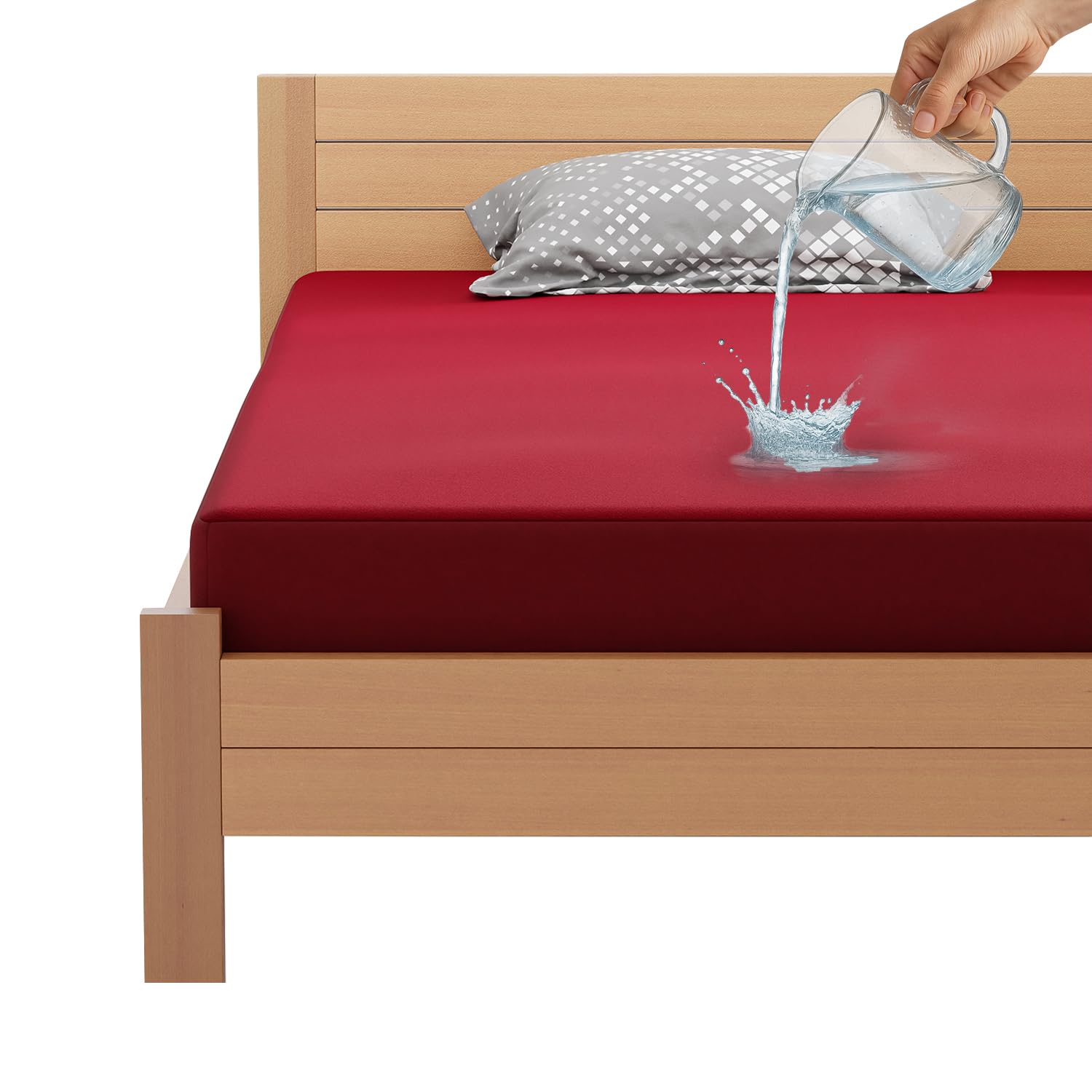 Lukzer King Size Waterproof Mattress Protector (78x72 Inches) – Ultra Soft Cotton Feel, Hypoallergenic, Breathable & Noiseless Bed Cover | Fitted Style for Mattress Up to 10 Inch (Maroon)-image-37