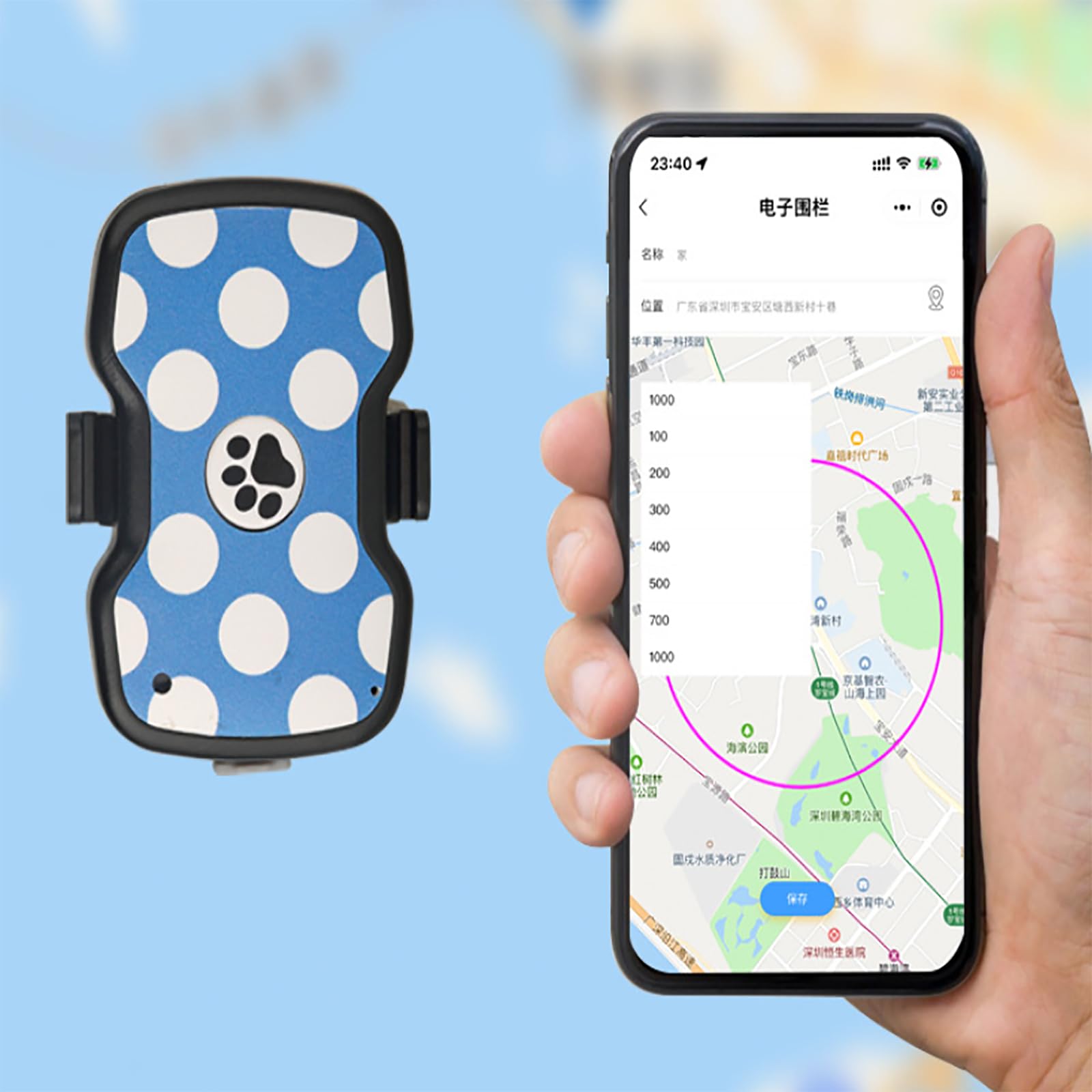 Rastreador GPS para perros con collar, localizador impermeable de mascotas, seguimiento en vivo, recuperación remota de voz, búsqueda con un solo toque, larga espera, fácil operación para cualquier