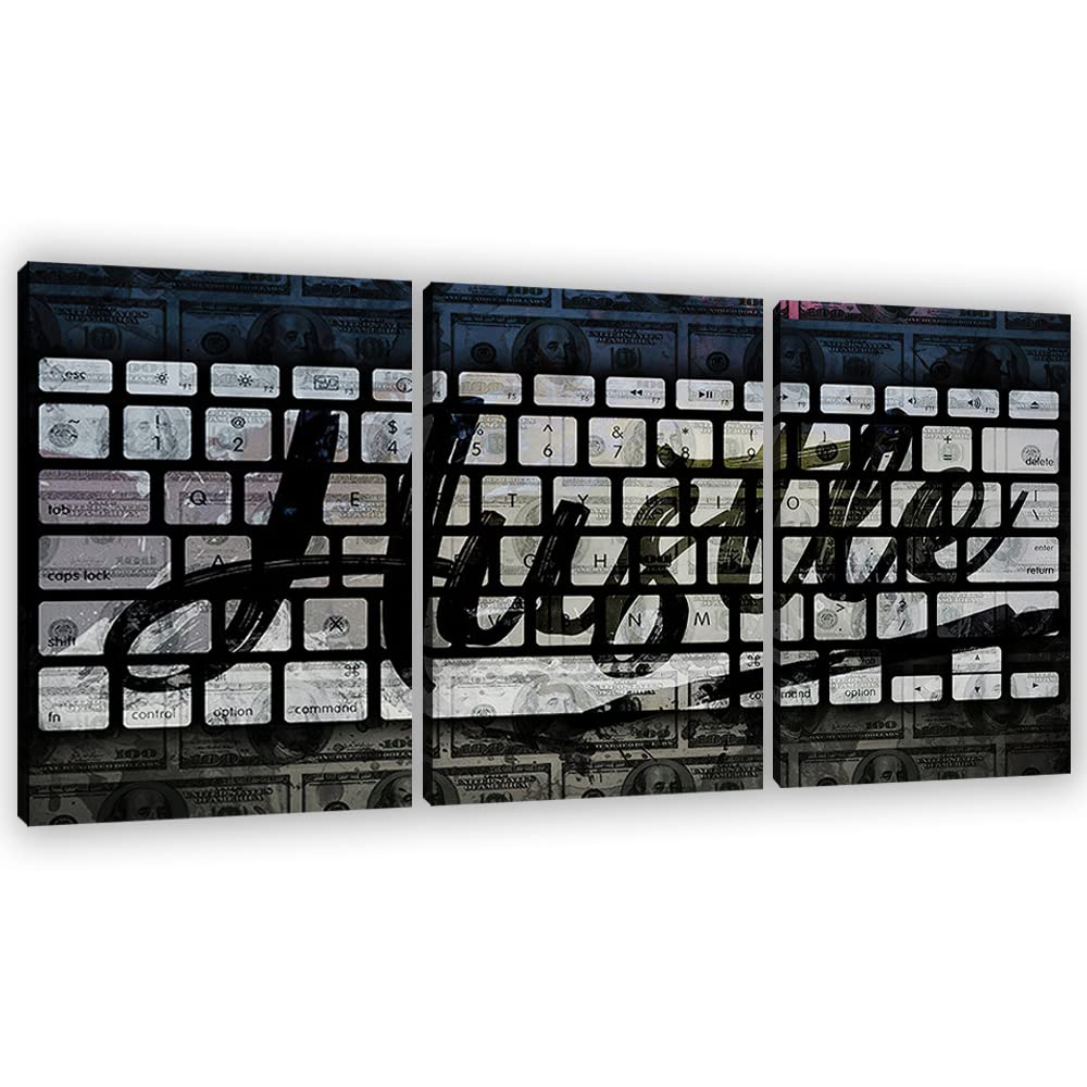 Azrosap Motivational Posters Canvas Prints Wall Art Hustle Posters and Prints 3 Pieces Painting Pictures and Framed Art work for Walls Living Room Bedroom Office Decor - 48''W x 24''H