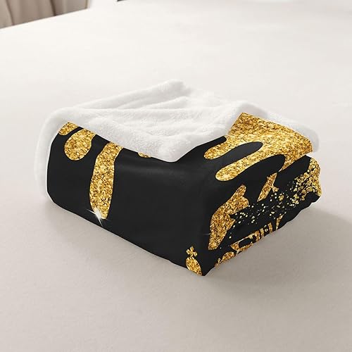 Miniatura 5 de Manta de franela King y Queen, manta de vellón con corona para decoración de habitaciones, manta de lentejuelas doradas para sofá y sofá, manta