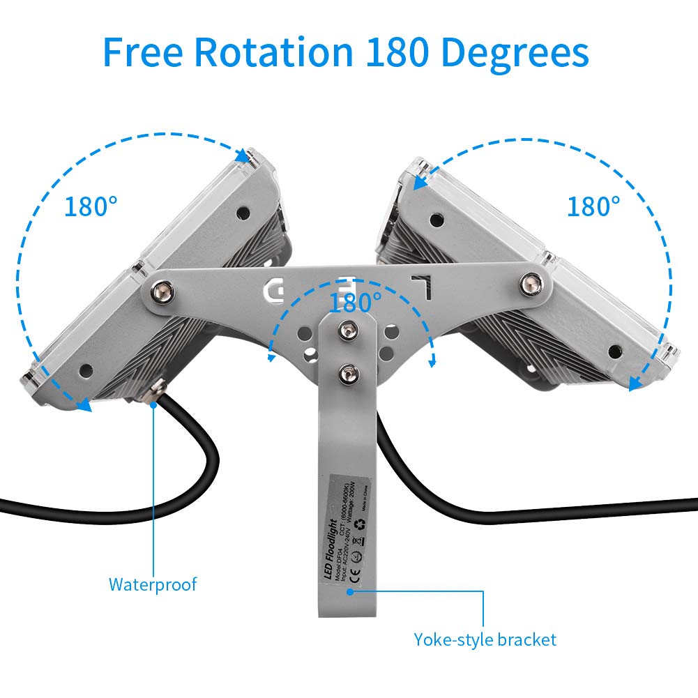 Sararoom LED Strahler 200W 20000LM Scheinwerfer Außen, 6500K Kaltweiß Superhell Fluter Flutlicht, IP65 Wasserdicht Flutlichtstrahler Aussenleuchte für Garten Hof Garage Sportplatz Werkstatt Wand, 2St
