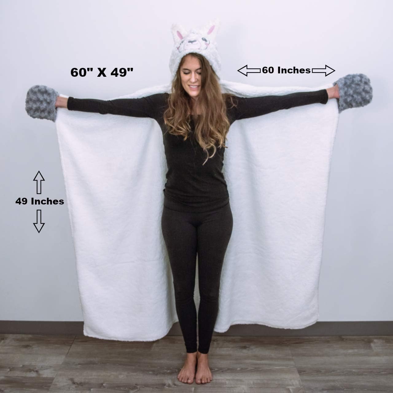 Alpaca Llama Wearable Hooded Blanket 60Wx49L - Image 4