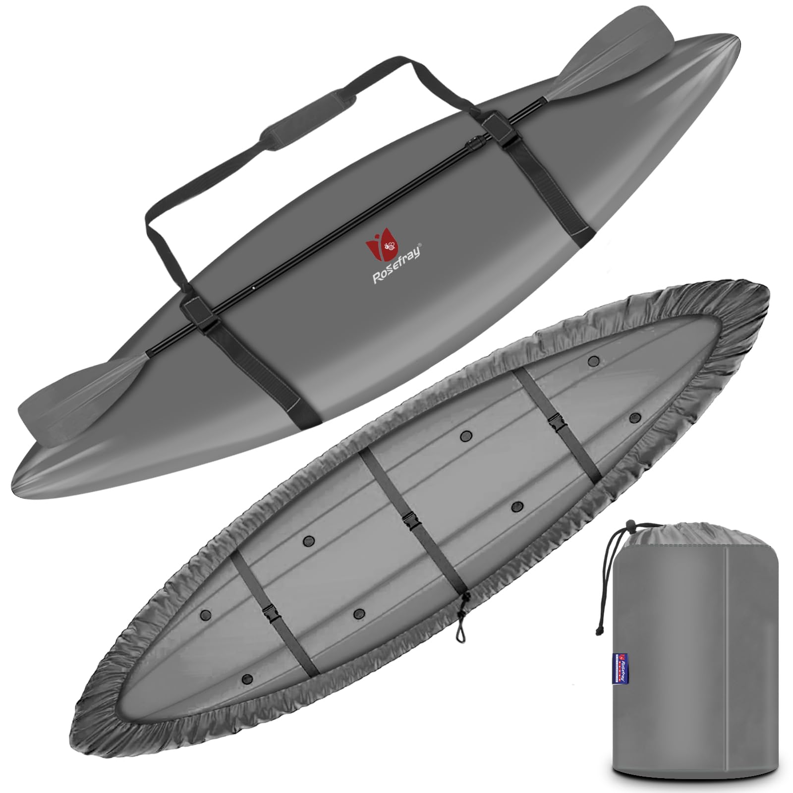 Rosefray 9.3-15 FT Kayak Cover, High-performance Marine kayak covers, Comfortable ShoulderStrap, Waterproof UV Resistant, Fade-Resistant Dustproof