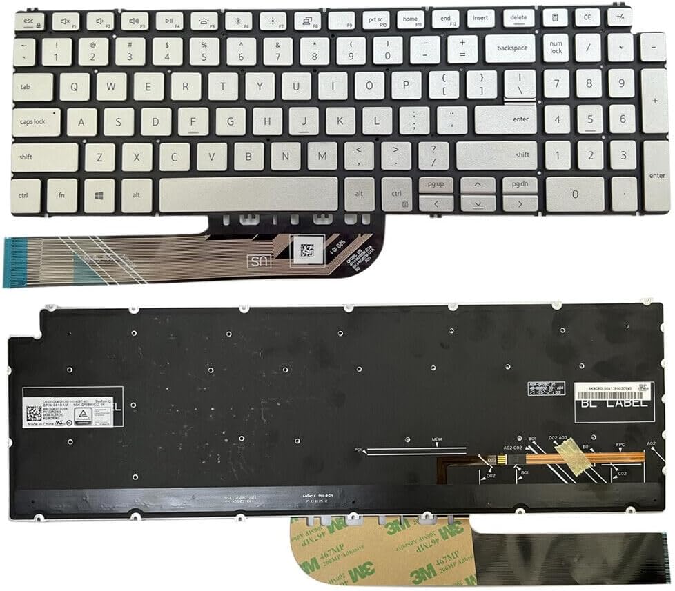 Zahara Laptop Silver Backlit US Layout for Keyboard for Dell inspiron 15 3501 3502 3505 5501 5502 5508 5584 5590 5593 5594 5598, inspiron 15 7500 7501 7590 7591, Latitude 3510 Series