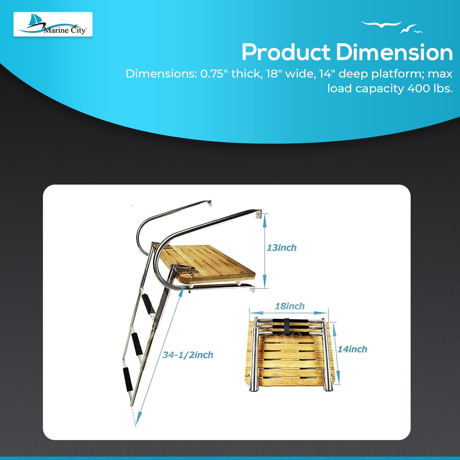 Buy Five Oceans 4 Step Boat Ladder, Boat Ladders Folding, Boat Swi