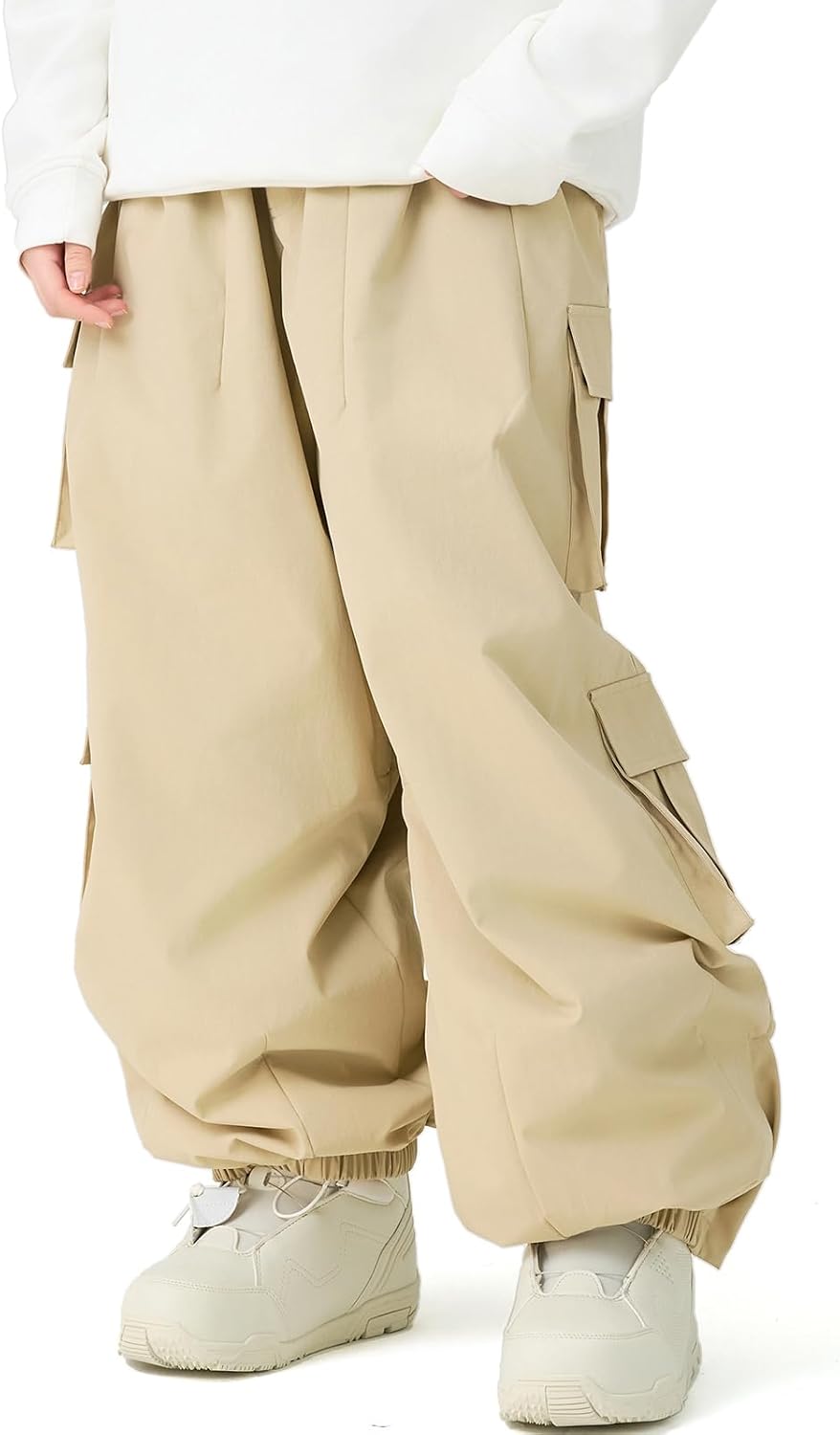 RIUIYELE Women's Baggy Snow Pants Insulated Cargo Skiing Pants Waterproof Snowboard Pants Winter Outdoor Sports Hiking Pants