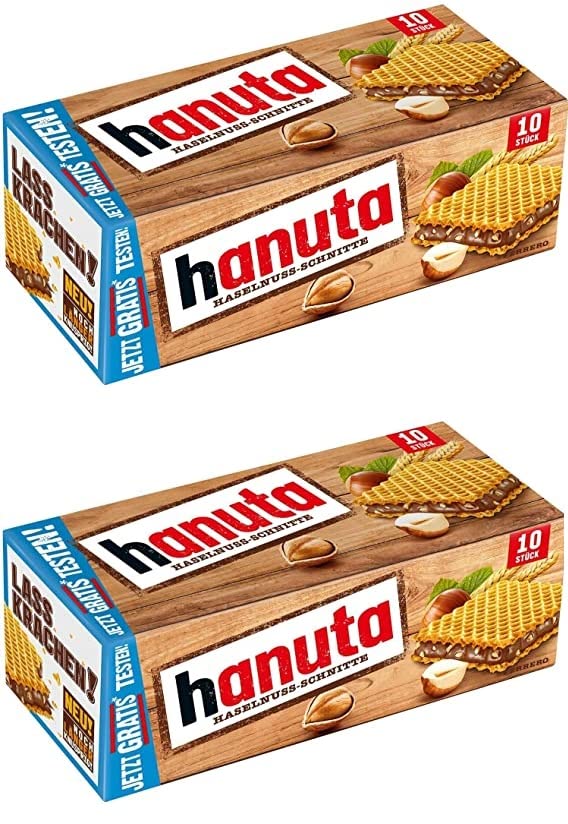 Ferrero Hanuta Crispy Baked Waffles, Crunchy Hazelnut With Roasting and Delicious Cocoa Cream With milk Chocolate Each Box Contain 10 Stuks 220g Pack Of 2 (Germany) (B0BKWHVXR7) Amazon Price History, Amazon Price Tracker