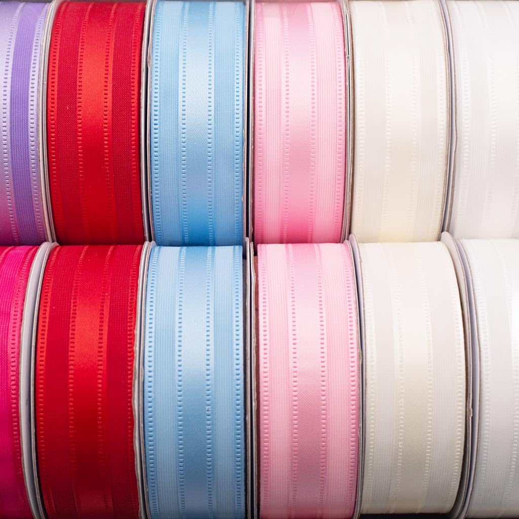 Set of 12 Decorative Satin & Lace Ribbon Rolls - 1" x 3 Yards Gift Wrapping Wedding Party Decoration DIY