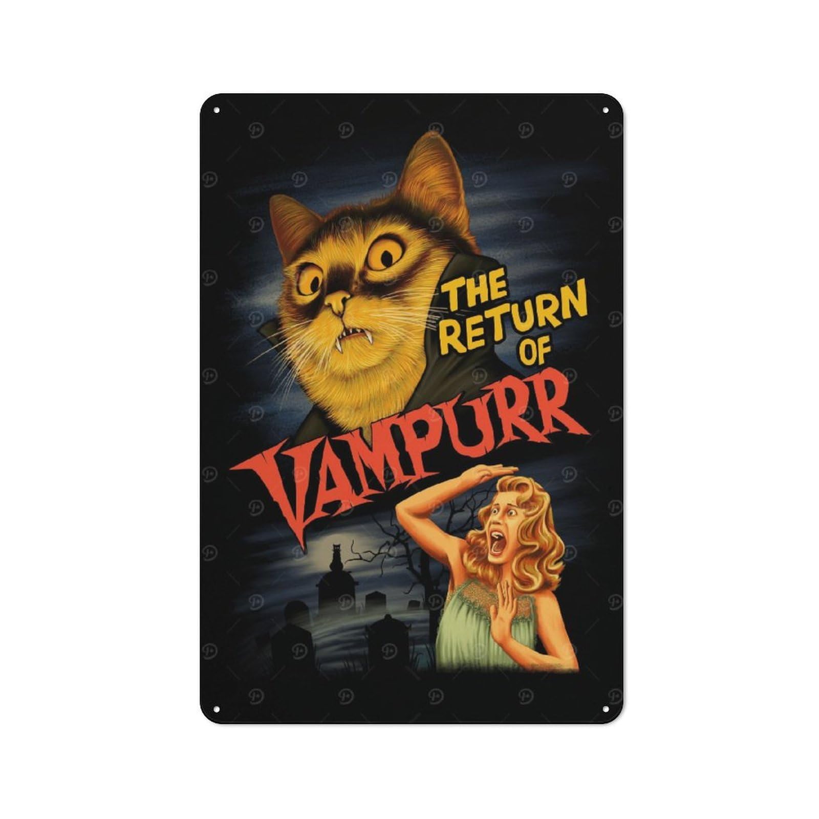 Junmoney The Return Of Vampurr Retro-Style Metal Sign 30X20cm For Garage Or Workshop, A Moving-Home Gift For Collectors Of Tin Signs