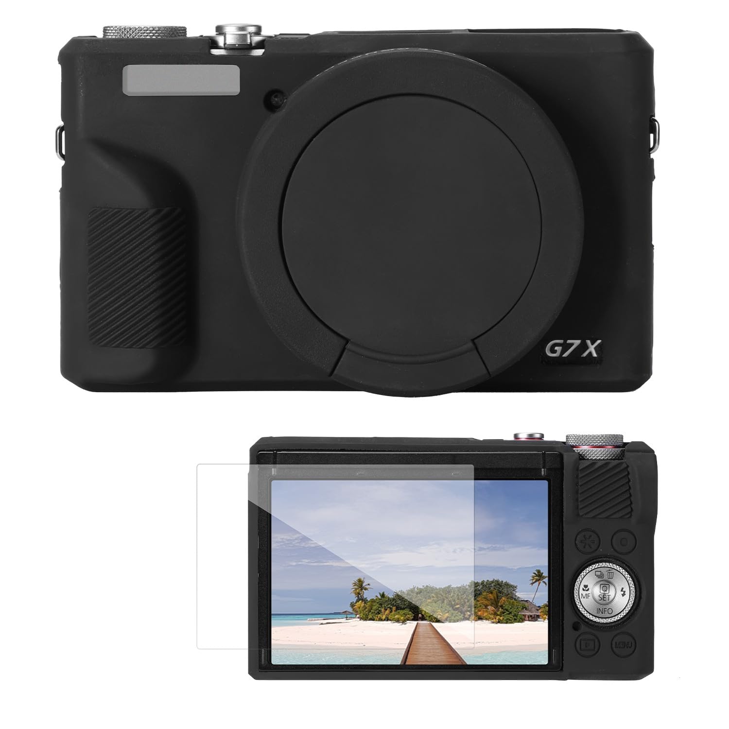 Etui ochronne K&F CONCEPT do aparatu Canon G7X Mark III, czarne, miękkie silikonowe etui do aparatu cyfrowego G7X Mark III z odłączaną osłoną obiektywu, odporne na zarysowania, dopasowane, czarne