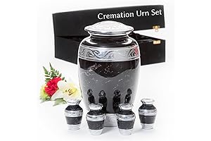 GR8 - Large Black Cremation Urn with Smaller Urns for Ashes