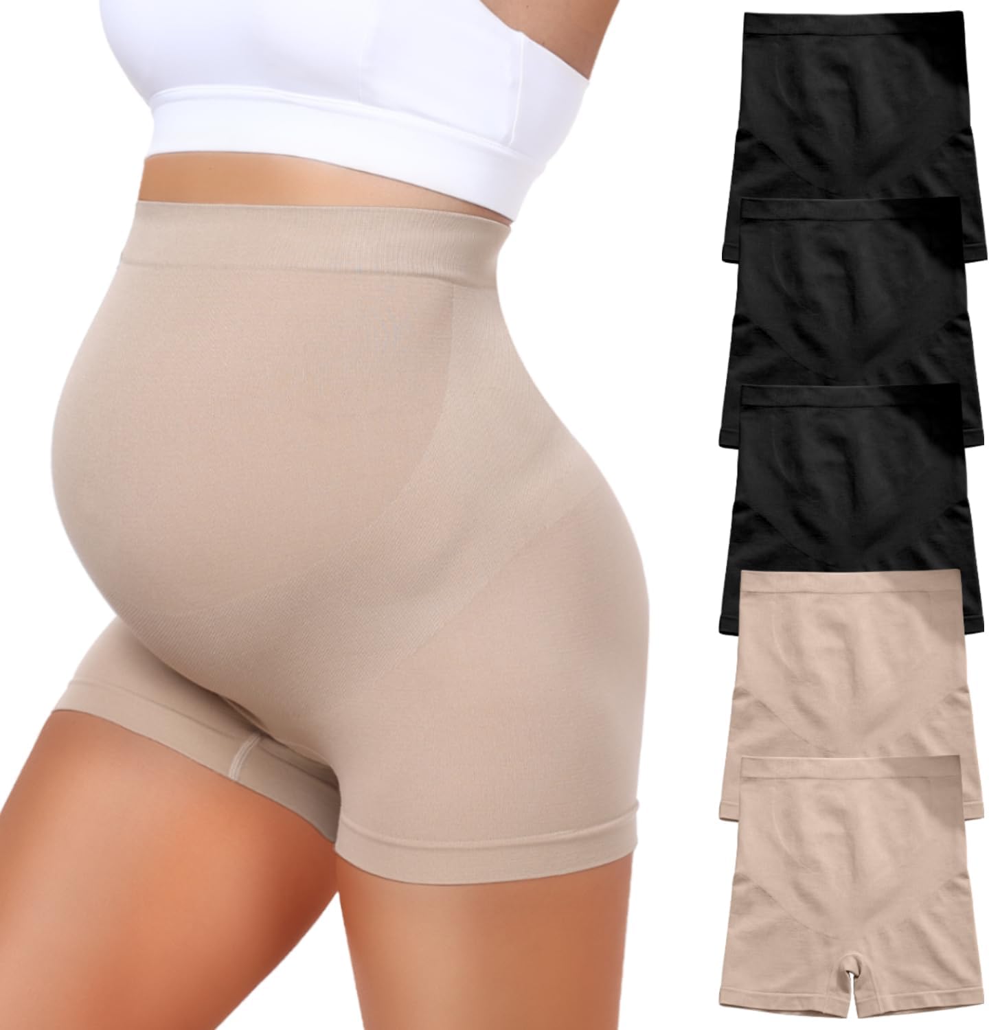 5 Pack Maternity Shapewear Seamless Underwear Over Bump Pregnancy Shorts High Waist Panties Under Dress Belly Support
