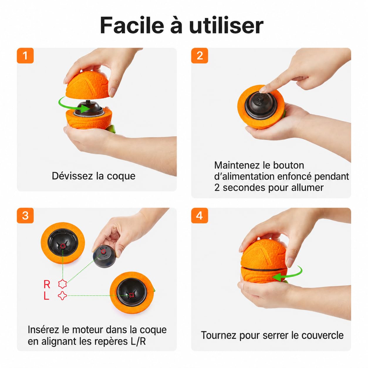 Potaroma Balle pour chien avec corde, jouet interactif activé par le mouvement, 3 modes, balle rebondissante automatique, jouets durables E-TPU pour chiens de moyenne/grande taille, rechargeable par