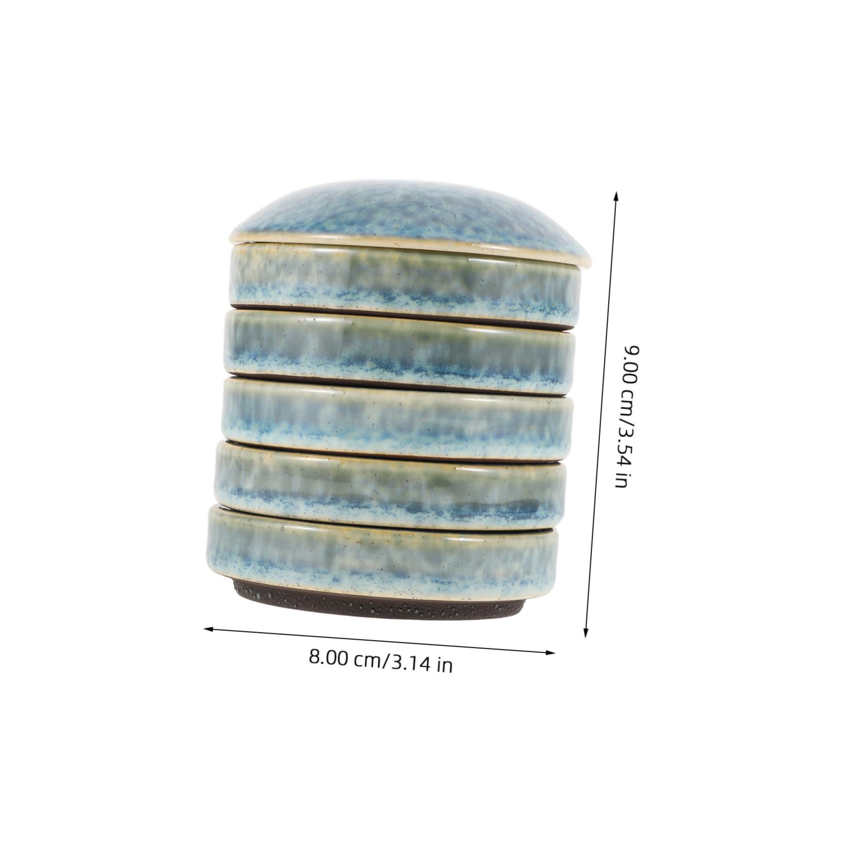 Keramik Farbmischpalette Blau mit Deckel, Stapelbar für Aquarell