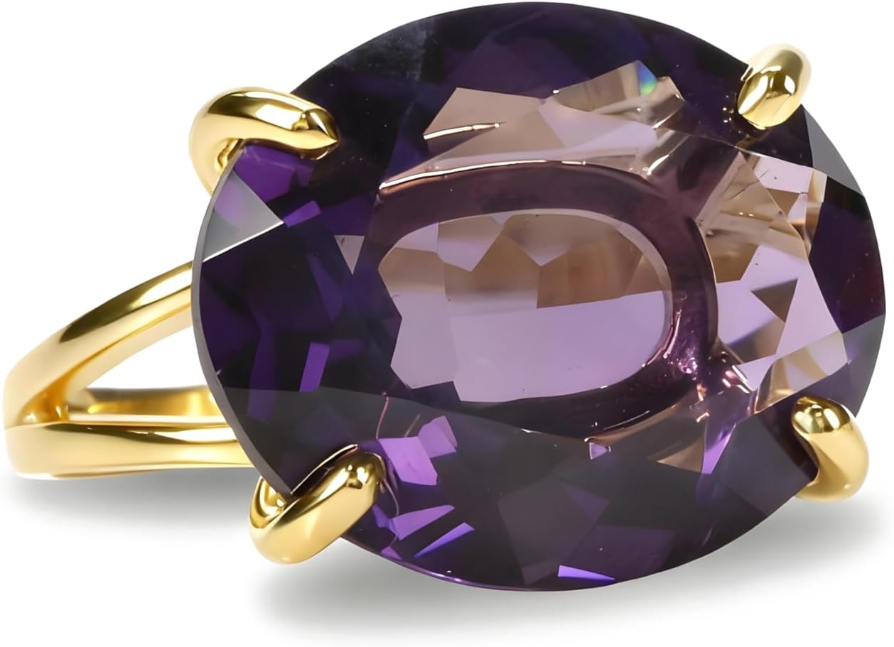 Vibrant Purple Amethyst Ring - Statement 14K Gold Artisan Jewelry - February Birthstone, Handmade Cocktail Accessory for Her - Custom Size and Engraving Available