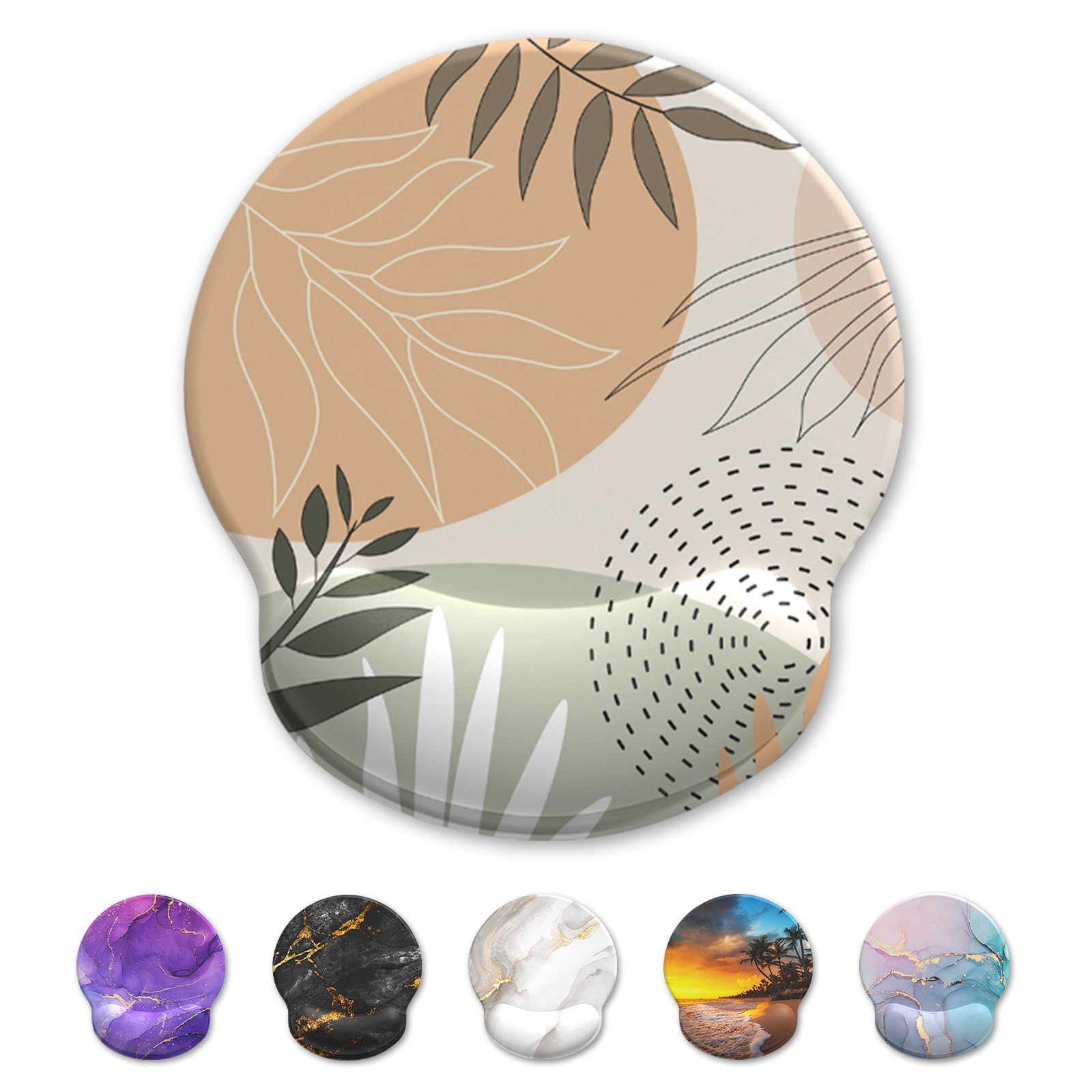 GOZOPO Mouse Pad, Gel Wrist Support Comfortable Ergonomic Mousepad with Smooth Rest Surface and Non-Slip PU Base for Pain Relief Computer Laptop Office Home (Fresh Leaves)