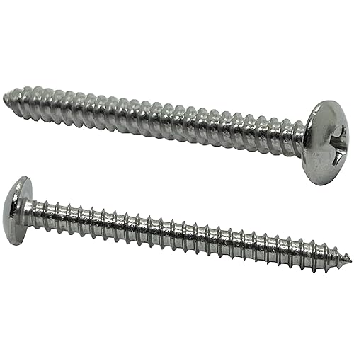 Tornillo de cabeza de armadura de acero inoxidable 18-8 (304) #8 x 1.5 pulgadas, madera autorroscante rápida, unidad Phillips, rosca completa,