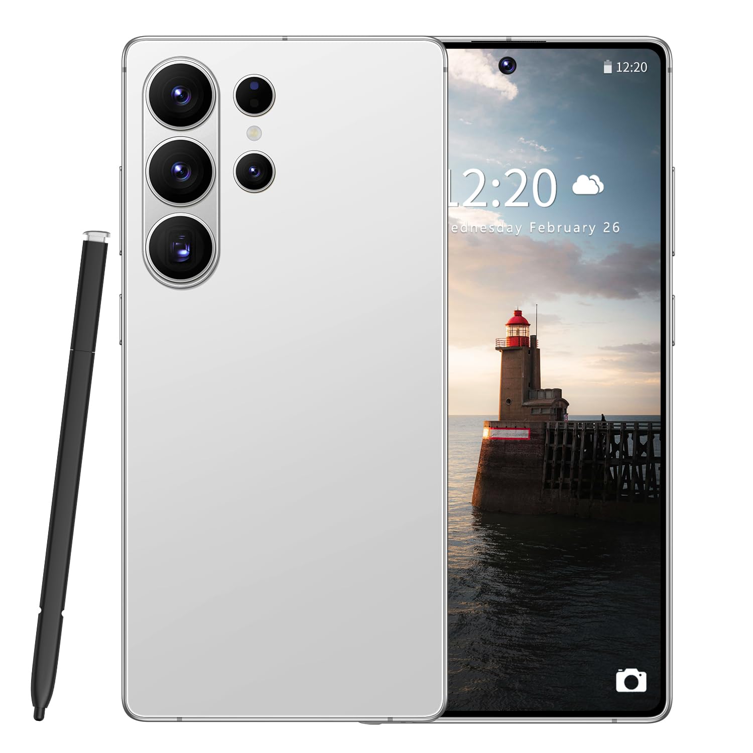 Huness S26 Ultra Unlocked Phone,Built in Pen The Phone,Cell Phone Battery 7000mAh 6.99" HD Screen,Android 15 16+512GB Smartphone,Dual SIM/5G/Face ID/Fingerprint Lock/GPS (Deep Blue, 16+512G) — view 9