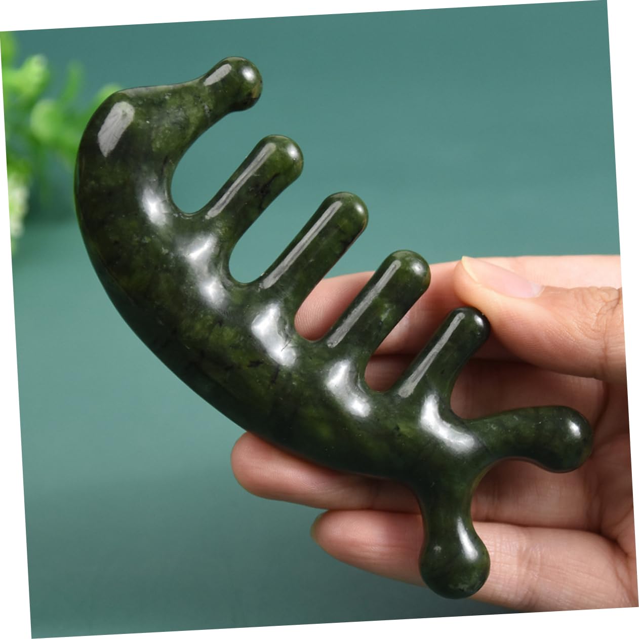 FRCOLOR 4stücke Jade Kopfhaut-massagebürste Ergonomisches Massage-tool Für Entspannende Kopfhautmassagen Für Zuhause Und Unterwegs Aus Grünem Jade Mit Glatter Oberfläche Und Feiner