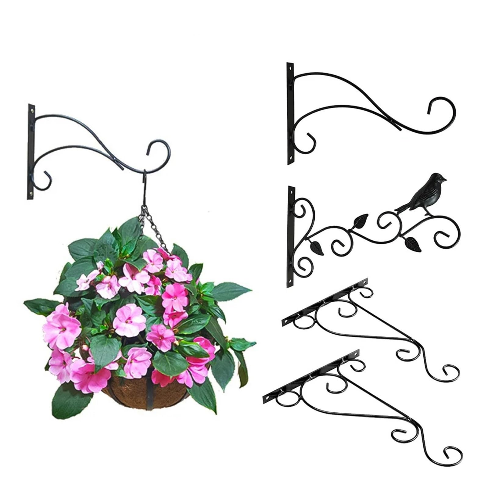 YUPLIODSX Hanging Basket Bracket Hanging Bracket Hooks Hanger Wall Bird Flower Pot Basket Planter Lantern Metal Feeder Chime Wind Mount Hook Garden Decor(A 30cm)